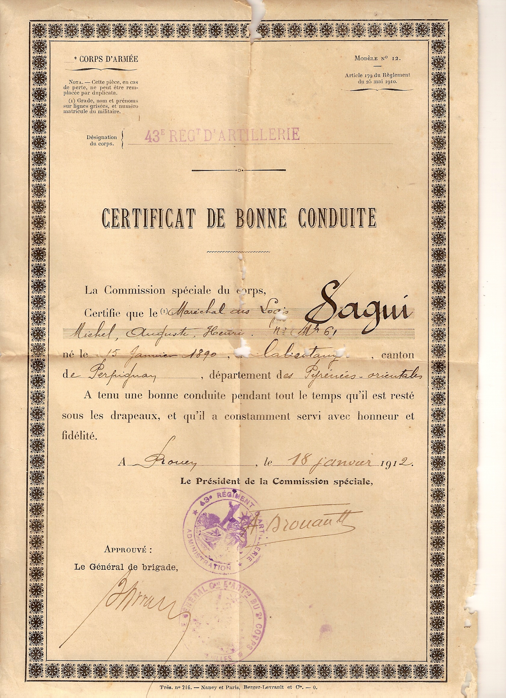 Certificat bonne conduite